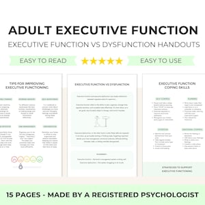 Executive Function Adult Psychology Bundle for Understanding & Improving Executive Dysfunction in Adults and Teens, Self Therapy Resource