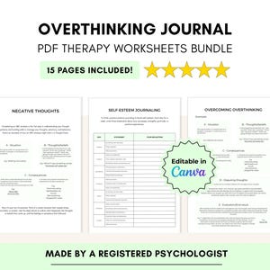 Diario de sobrepensamiento con ejercicios de terapia cognitivo conductual para la ansiedad (paquete de reventa digital PLR)