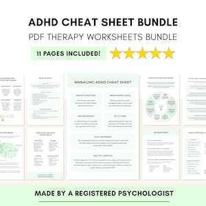 ADHS Spickzettel Bündel für Exekutivfunktion & Neurovielfalt (PDF Digital Download)