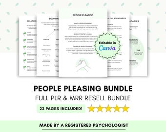 People Pleasing Therapy Worksheets with PLR & Master Resell Rights (Canva Editable Digital Download)