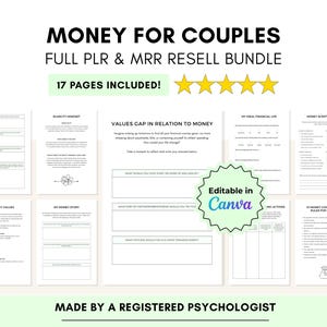 Feuilles de travail sur la psychologie de l'argent pour les couples : produit numérique DPP et ROR