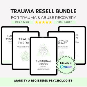 Trauma & PTSD Worksheets Mega Bundle, Canva Editable with Private Label and Master Resell Rights