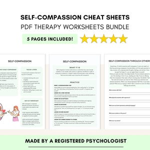 Selbstmitgefühl Therapie Spickzettel und Arbeitsblätter Bundle (PDF Digitaler Download)