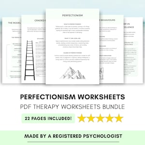 Perfectionism Worksheets Therapy Bundle for Teens & Adults with Anxiety Coping Skills