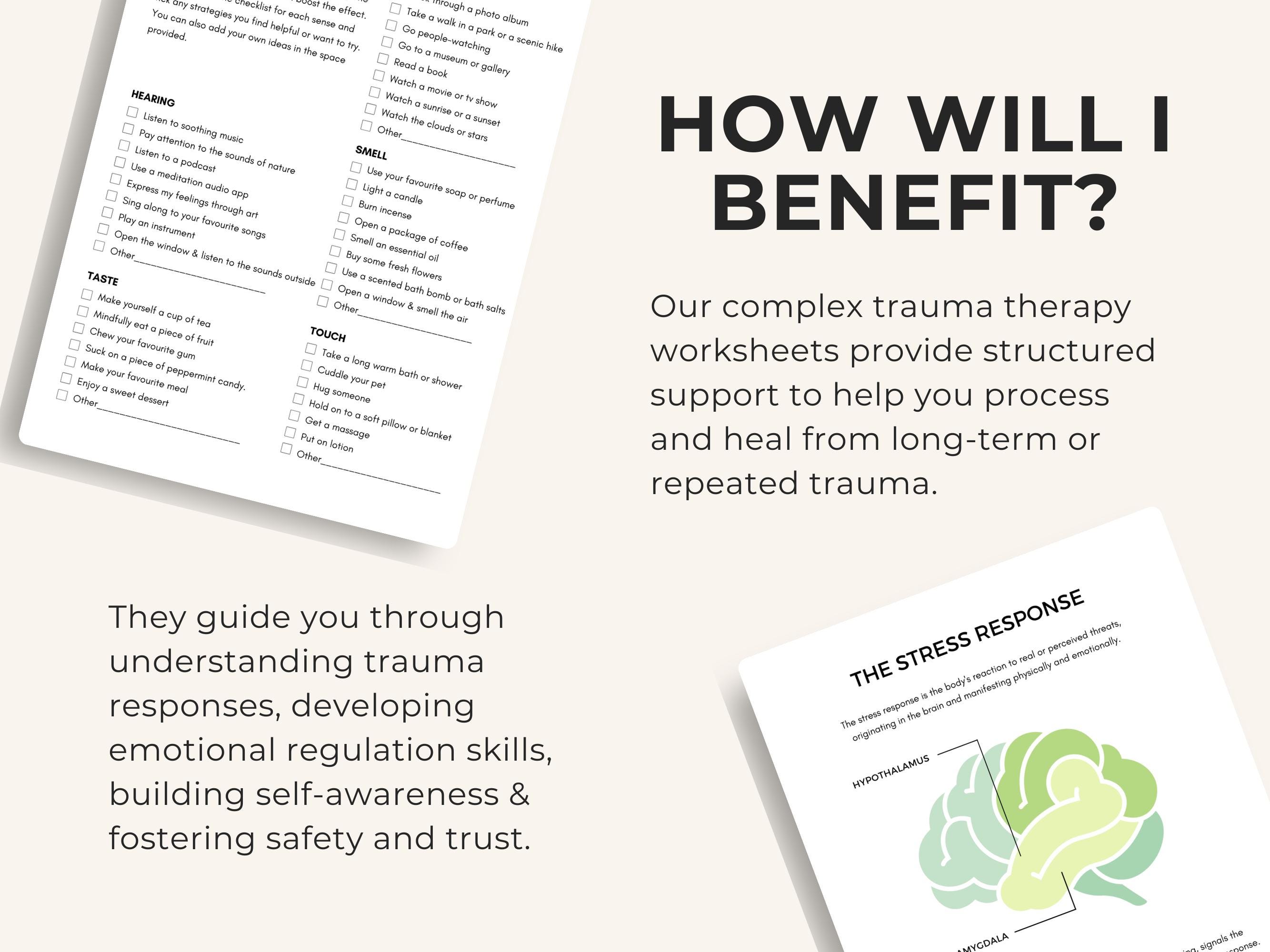 Trauma Therapy Worksheets Bundle, Canva Editable With Private Label and ...