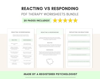Reacting vs Responding Therapy Worksheets with Communication Skills Handouts