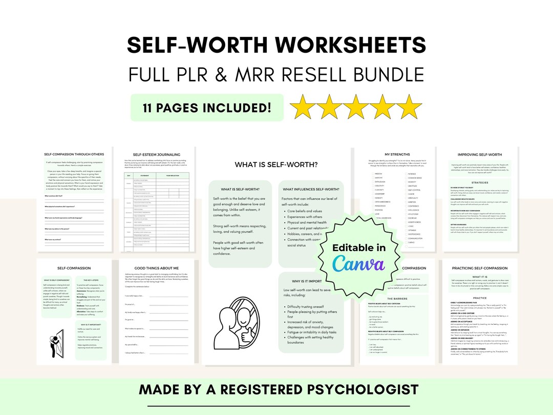 Self-belief Therapy Worksheets With Resell Rights for Improving Self ...