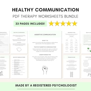 Healthy Communication Therapy Handouts to Build Assertive Communication (PDF Digital Download)
