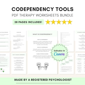 Codependency Therapy Worksheets, Canva Editable with Private Label and Master Resell Rights