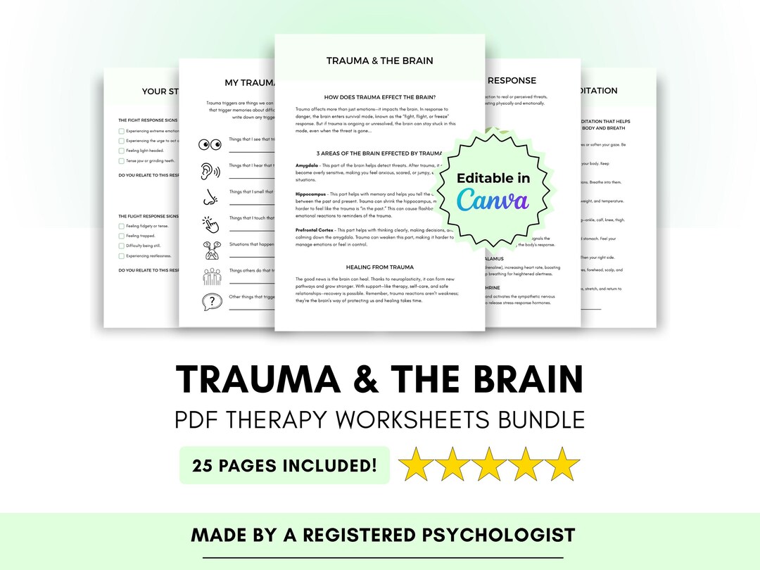Trauma Therapy Worksheets Digital Resell Bundle With Stress Cycle and ...