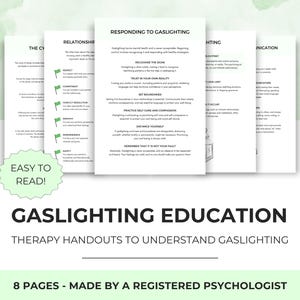 Gaslighting Therapy Education Handouts to Better Understand Gaslighting and Build Assertive Communication & Healthy Boundary Setting Skills