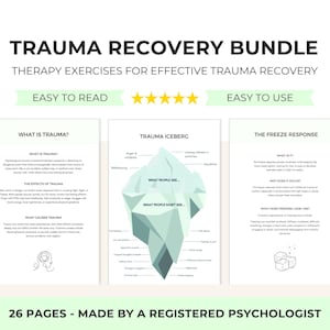 Trauma Recovery Worksheet Bundle for Overcoming Trauma, Managing Post Traumatic Stress Disorder and Understanding Fight Flight Freeze & Fawn