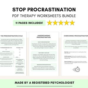 Stop Procrastination Worksheets with Goal Setting & Focus Plan (PDF Digital Download)