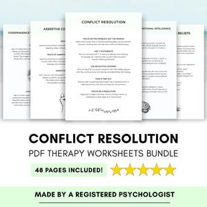Conflict Resolution Therapy Worksheets for Building Healthy Relationships (PDF Digital Download)