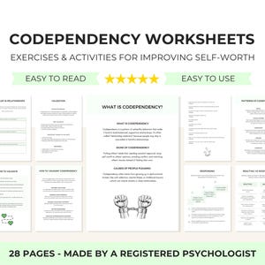 Codependency Worksheets for Couples and Relationships to Understand Codependent Behaviors & Relationship Values While Building Self-Worth