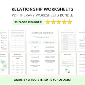 Relationship Worksheets Therapy Bundle with Healthy Boundary Setting (PDF Digital Download)