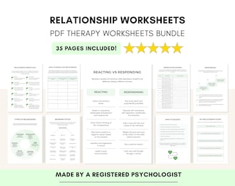 Relationship Worksheets Therapy Bundle with Healthy Boundary Setting (PDF Digital Download)