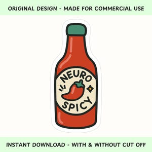 Neurospicy PNG Digital Download for Print on Demand Store or Neuro Spicy Pin Design, Neurodivergent Themed Original PNG Design for Sticker
