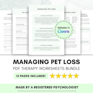 Pet Loss Worksheets: Canva Editable with Private Label & Master Resell Rights (Digital Download)