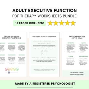 Hojas de trabajo sobre el funcionamiento ejecutivo en adultos para el manejo del TDAH en el diagnóstico tardío (descarga digital en PDF)