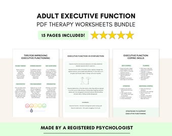 Adult Executive Functioning Worksheets for Managing ADHD Late Diagnosis (PDF Digital Download)