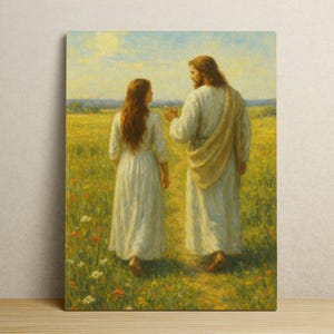 Buy 3 Get 1 Free,Jesus Walking With A Woman,Walking With Jesus, LDS Art, Digital Jesus Art, Christian Printable, Modern Christian Art