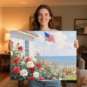 Printable Independence Day Art, American Flag, 4th of July Painting Patriotic Decor, Independence Day Decor, 4th of July Patriotic Wall Art