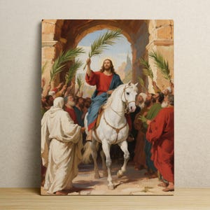 Kaufen Sie 3, erhalten Sie 1 kostenlos, den feiernden Einzug Jesu in Jerusalem, christliches Poster, digitale Jesuskunst, christliches Poster, christliche Wandkunst