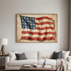 American Flag Art, 4th of July Art, Patriotic USA Painting, Independence Day Decor, 4th of July Painting, Vintage 4th of July Art