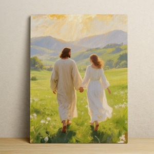 Buy 3 Get 1 Free, Walk With Me Jesus, Christian Painting, Christian Art, Jesus and Girl Art, Digital Jesus Art, Jesus Painting, Bible Art