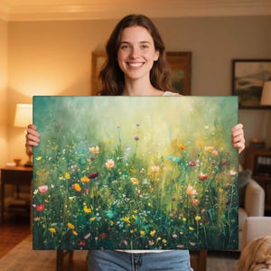 Spring Wildflowers Field Wall Art,Modern Home Decor,Wildflower Wall Art,Living Room Decor,Gallery Wall Art,Floral Wall Decor