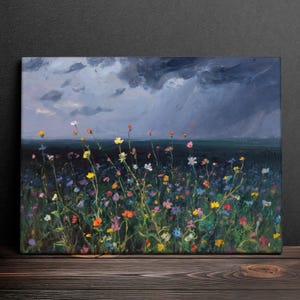 Buy 3 Get 1 Free,Wildflowers Field Framed Wall Art,Floral Decor, Botanical Landscape Canvas Art,Modern Farmhouse Canvas Art