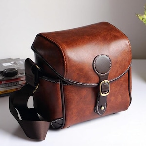 Borsa per fotocamera, custodia antiurto in similpelle retrò per Panasonic GX85 GX9 G100 GF10 e Leica M10 V-LUX Q2, unisex, regalo di compleanno per fotografi