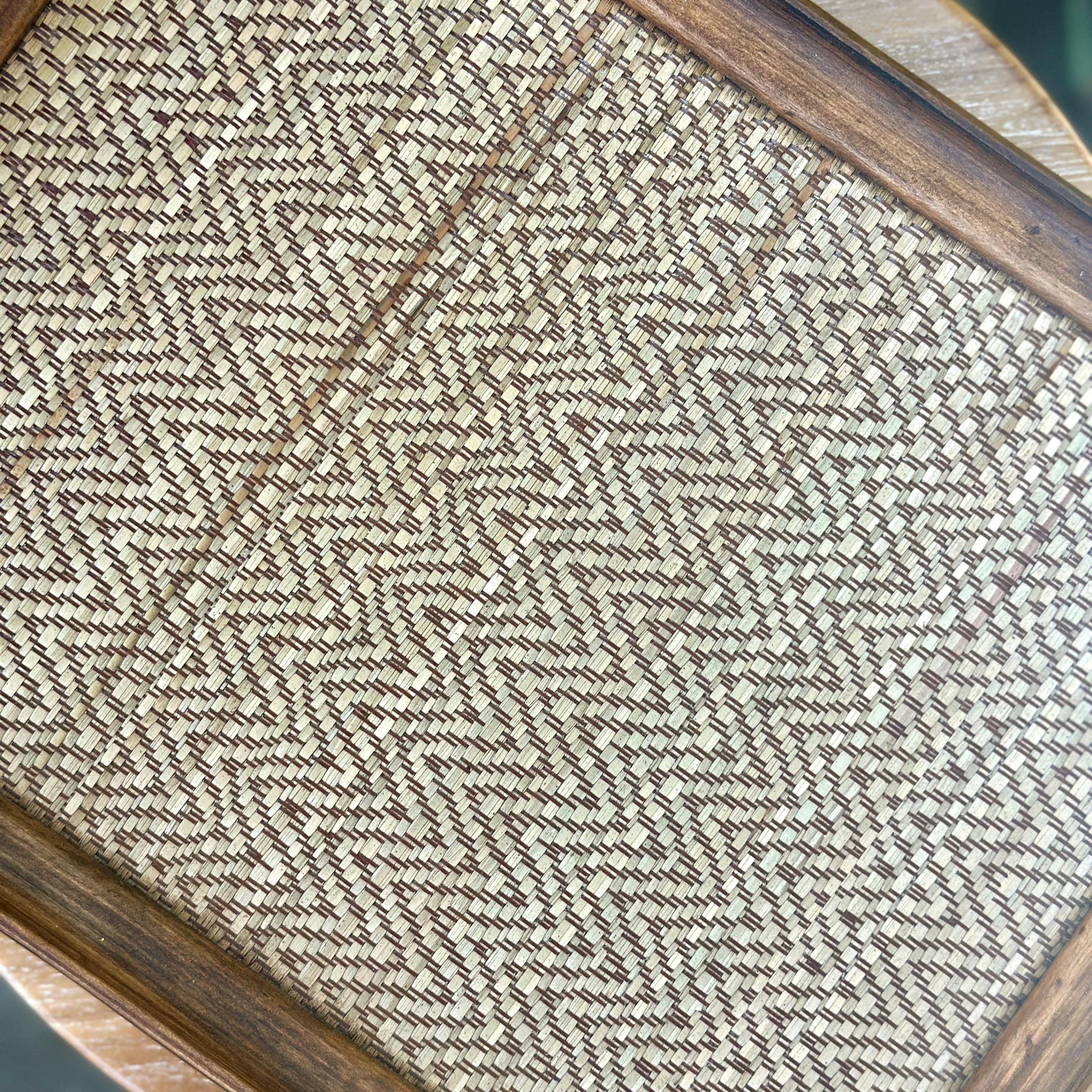 Service Tray Riser Handcrafted Hardwood Serving Tray: Woven Rattan Elevated Riser for ...