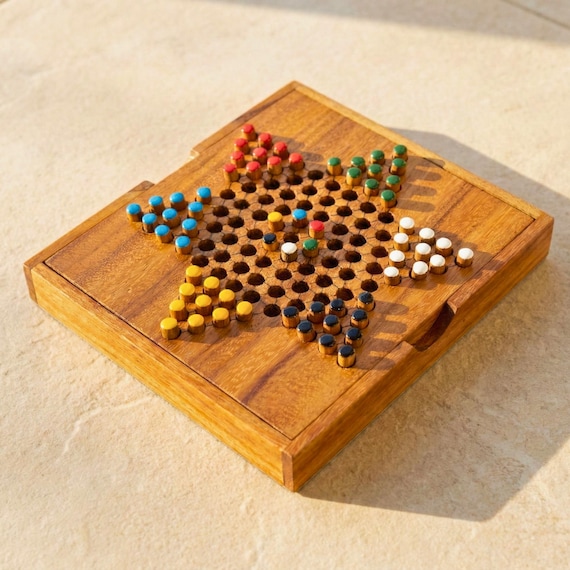 Jeu De Dames Chinoises - Damier Rond - Artisanal En Bois - Occasion