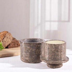 Oceanic Marble Butter Keeper with Lid – 4.25&quot; Handmade Natural Stone Butter Crock, French Style Butter Dish for Kitchen Countertop Storage