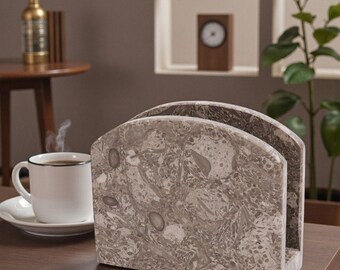Oceanic Marble Napkin Holder - 5.5" Elegant Napkin Dispenser for Kitchen, Dining Table & Bathroom Decor, Home Essentials, Stylish Organizer