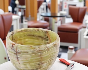 Green Marble Shaving Bowl – 3" Handmade Shave Soap Bowl for Men, Luxury Wet Shaving Bowl with Lid, Classic Barber Grooming Accessory for Use