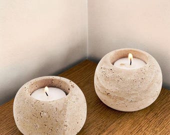 Portavelas de mármol para velas pequeñas de 10 cm (4") para centros de mesa, regalos y decoración de habitaciones - Portavelas decorativos para bodas