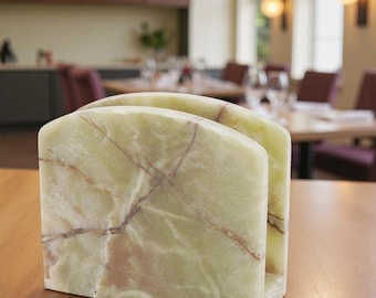Green Marble Napkin Holder - 5.5" Stylish Napkin Dispenser for Table, Kitchen & Dining Decor, Bathroom Organizer, Elegant Home Essentials