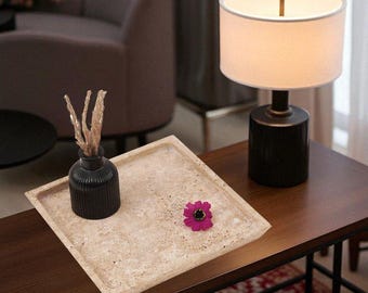 Handmade Square Travertine Marble Serving Tray – 10" Luxury Tray for Serving Food, Fruit & Coffee Table Décor – Elegant Platter for Parties