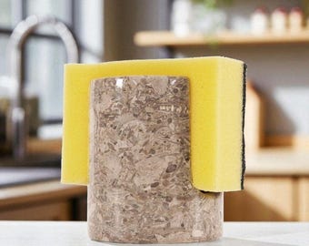 Elegante organizador para fregadero de cocina de 8,9 cm con diseño de mármol oceánico, jabonera, almacenamiento moderno para encimera, elegante soporte para esponjas en el fregadero.