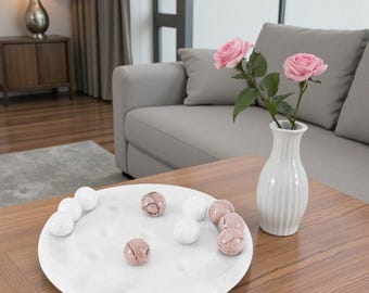 Handmade Marble Tic Tac Toe Board – 10" White & Marinara Stone Set, Luxury Two Player Game, Coffee Table Decor, Modern Home Accent Piece