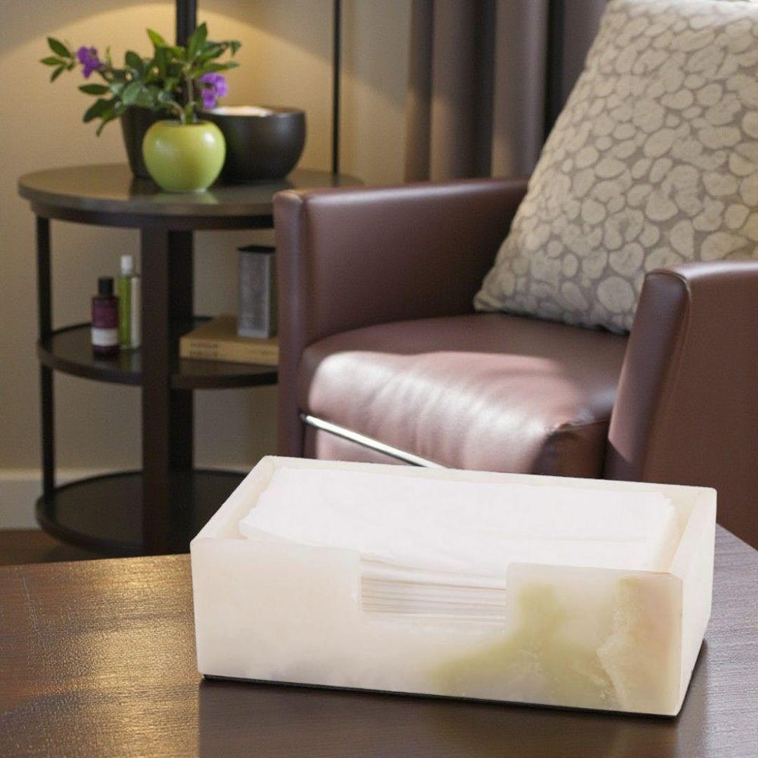 White Onyx Marble Tissue Box Holder 10" Handmad Tissues Paper Boxes for ...