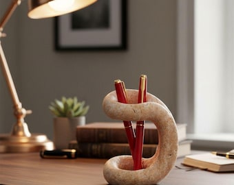Portalápices de mármol para escritorio, porta lápices de travertino de 4 pulgadas para accesorios de escritorio, soportes de piedra para decoración de oficina, portacepillos de dientes.