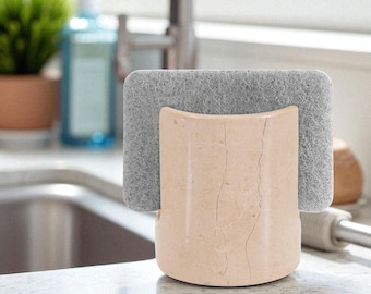 Marble Sponge Holder 3.5" Verona Elegant Countertop Storage, Modern Kitchen Accessory, Soap Holder, Practical Sponge Holder for Kitchen Sink