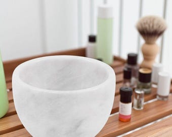 White Marble Shaving Bowl –3" Handmade Shave Soap Bowl for Men, Luxury Wet Shaving Bowl with Lid, Classic Barber Grooming Accessory Shaving