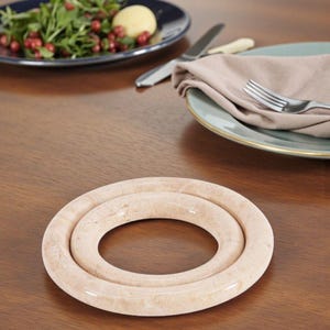 Marble Trivets for Hot Dishes Set of 2 Handmade Beige Trivets for Dining Table, Hot Pot Holders for Kitchen Accessories Trivet for Hot Plate