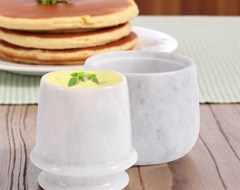 White Marble Butter Dish with Lid 4.25 Inches, Elegant Butter Keeper, Premium Butter Holder, Airtight Storage for Fresh Butter, Luxury Décor