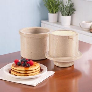 Verona Marble Butter Keeper with Lid – 4.25&quot; Handmade Natural Stone Butter Crock, French Style Butter Dish for Kitchen Countertop Display